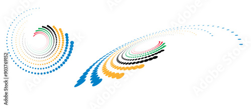 Colorful Olympic Games background or banner. Olympic modern halftone dots with 5 correct colors.