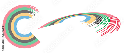 Colorful Olympic Games background or banner. Olympic modern lines with 5 correct colors.