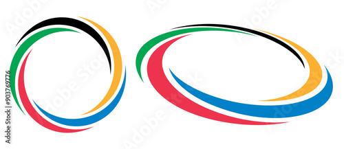 Colorful Olympic Games background or banner. Olympic modern lines with 5 correct colors.