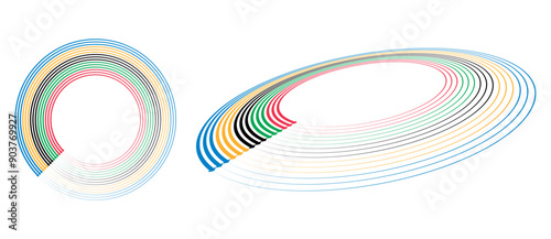 Colorful Olympic Games background or banner. Olympic modern lines with 5 correct colors.