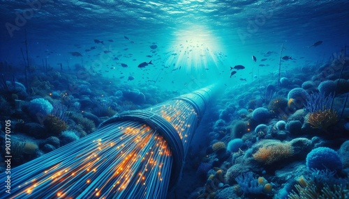 optical cable on the seabed