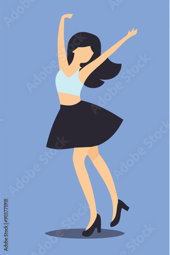 Dancing woman silhouette vector editable