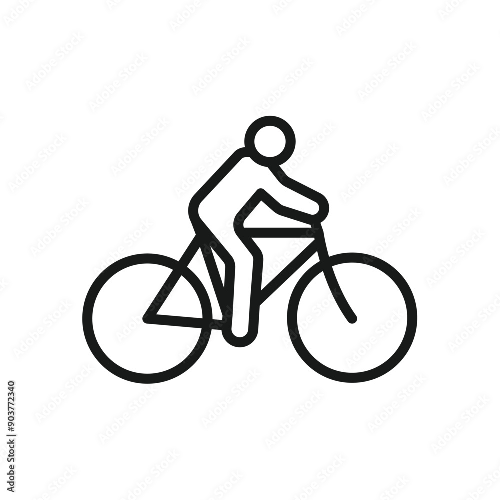 biker icon, ride bicycle, concept travel and tourism, mountain cyclist, thin line web symbol on white background biker icon, ride bicycle, concept travel and tourism, mountain cyclist, thin line web symbol on white background