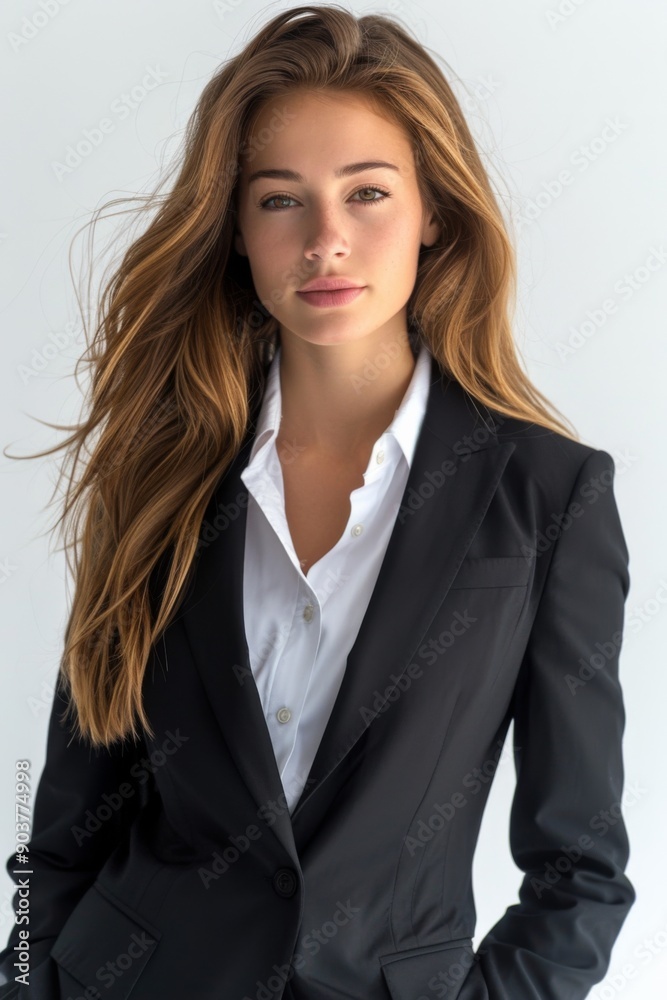 A businesswoman wearing formal suit isolated created with Generative AI A businesswoman wearing formal suit isolated created with Generative AI