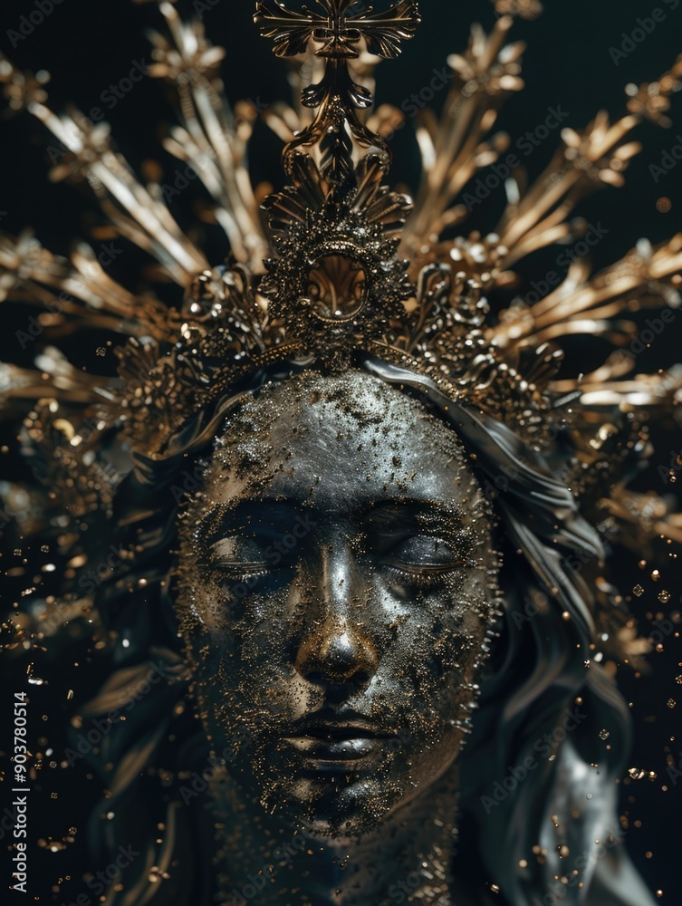 Obraz premium A statue of a woman wearing a crown, perfect for royal or elegant-themed contexts