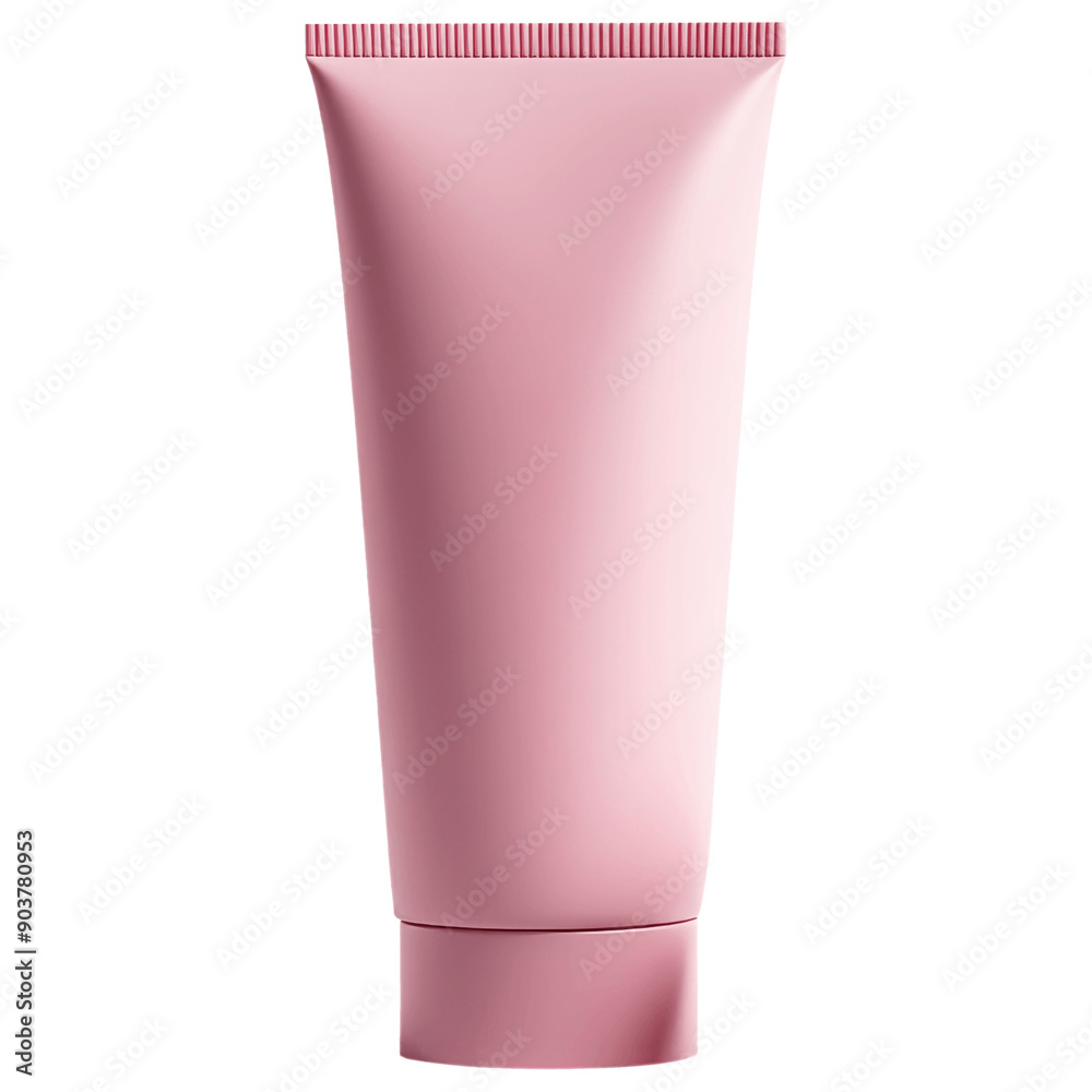 Isolated matte blank pink cosmetic tube with a pink cap clipart on transparent background Isolated matte blank pink cosmetic tube with a pink cap clipart on transparent background
