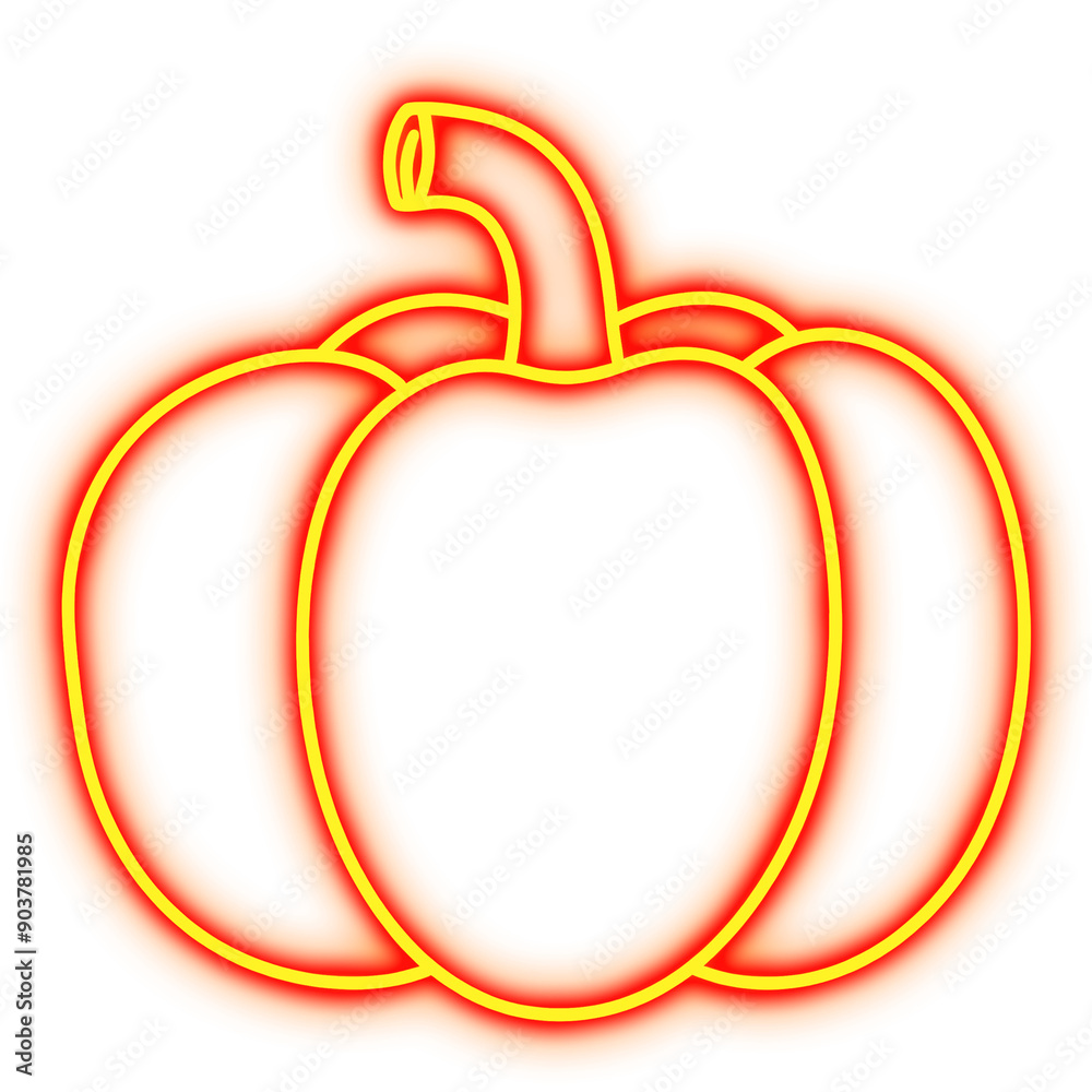 Glowing yellow neon Halloween pumpkin icon Glowing yellow neon Halloween pumpkin icon