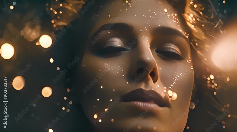 close up silhouette of a beautiful woman's face, with a dark background and sparkling light, 4k video, generated ai close up silhouette of a beautiful woman's face, with a dark background and sparkling light, 4k video, generated ai