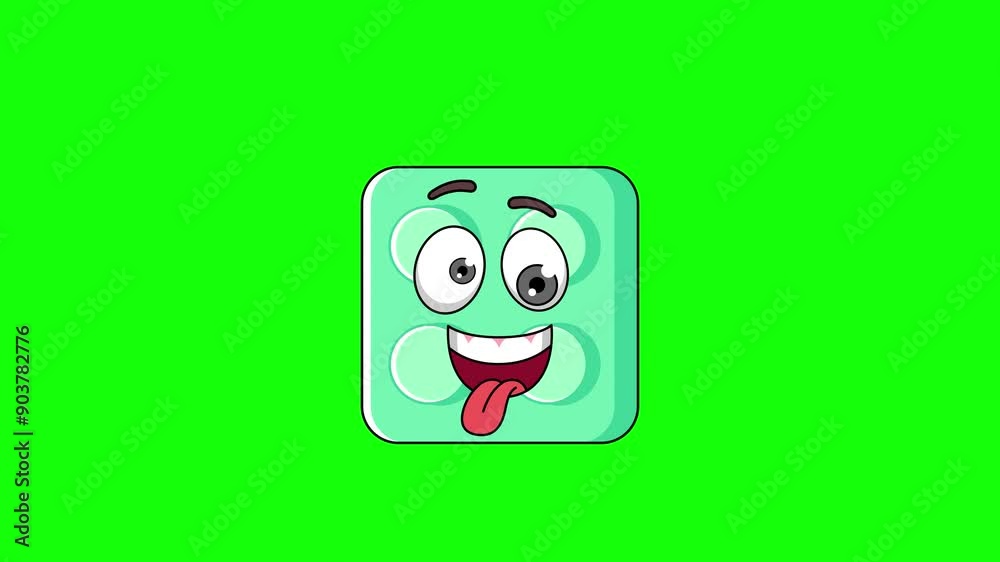 Funny face animation of brick toy cartoon, mascot on a greenscreen Funny face animation of brick toy cartoon, mascot on a greenscreen
