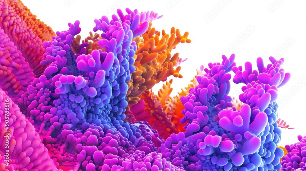 Naklejka premium Abstract coral shapes in vibrant colors against a white background