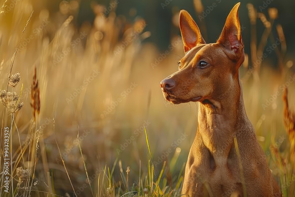 A brown dog in a field of tall grass. The dog is looking off to the side, capturing a moment of peace and tranquility. A brown dog in a field of tall grass. The dog is looking off to the side, capturing a moment of peace and tranquility.