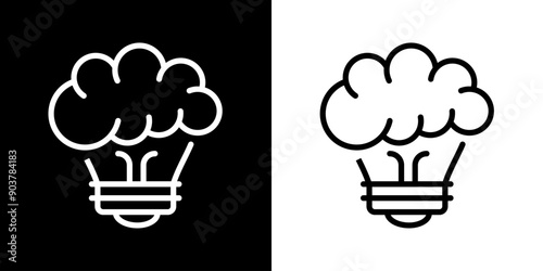 Creative mind icon. Study icon. Technology. Black icon. Learning icon. Silhouette.