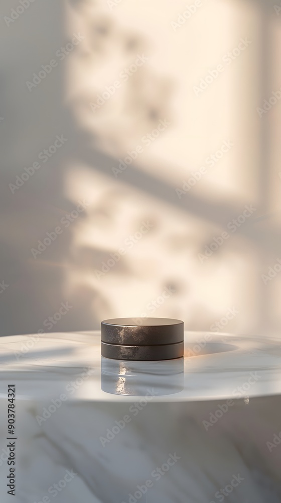 empty table with close up product display podium empty table with close up product display podium