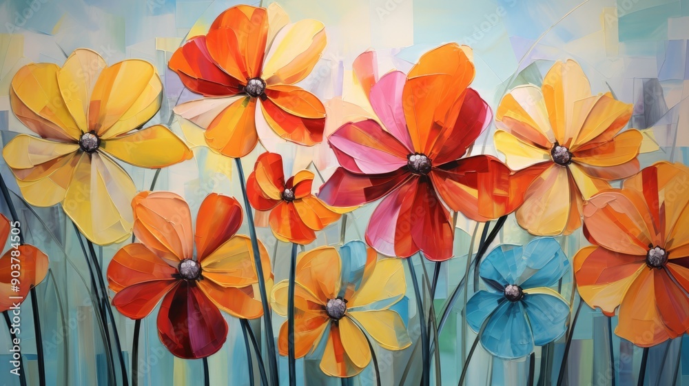Abstract geometric flowers with vivid colors Abstract geometric flowers with vivid colors