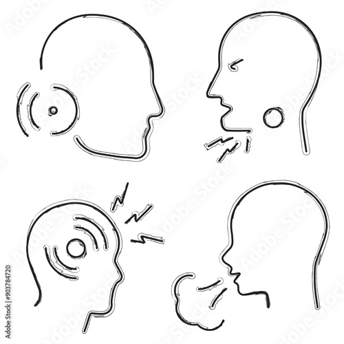 pain icon set, brush strokes on a white background. Vector illustration.
