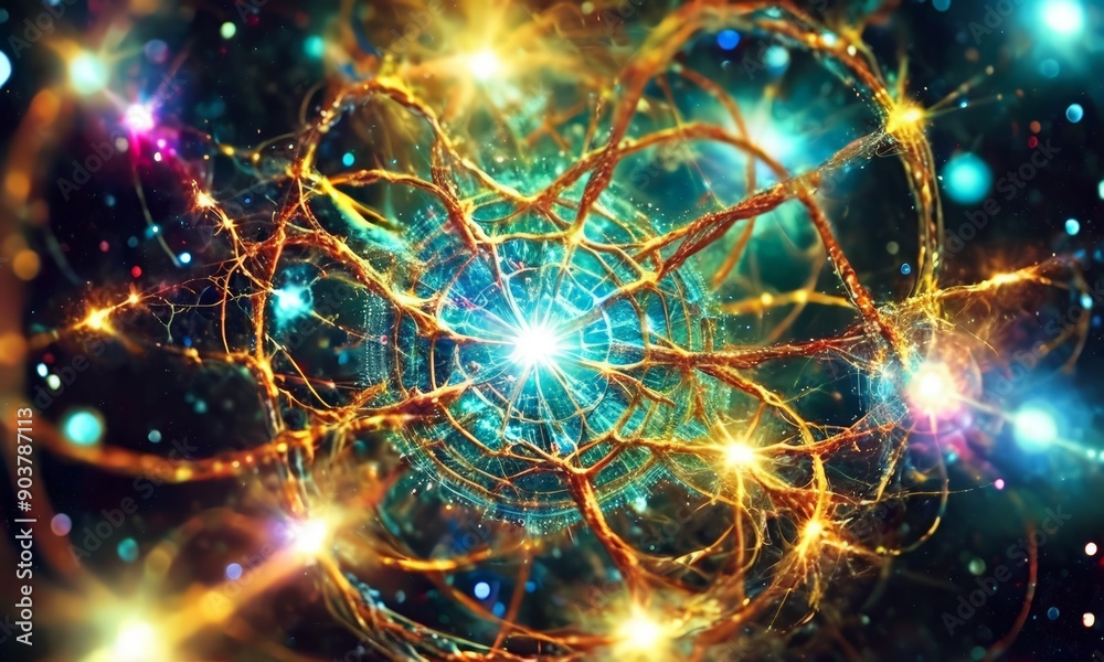 vibrant, abstract cosmic explosion, featuring swirling pattern orange, yellow, and blue hues, with bright vibrant, abstract cosmic explosion, featuring swirling pattern orange, yellow, and blue hues, with bright