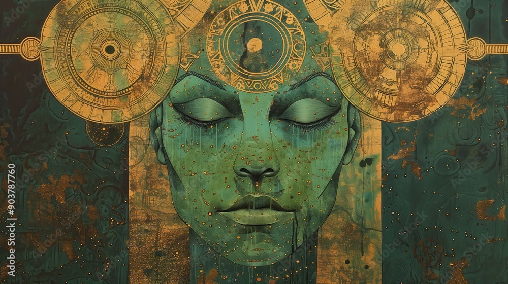 Surreal Abstract Artwork with Geometric Designs, Fibonacci Spirals, and Detailed Human Faces - High-Resolution Images for Graphic Design and Wall Art Surreal Abstract Artwork with Geometric Designs, Fibonacci Spirals, and Detailed Human Faces - High-Resolution Images for Graphic Design and Wall Art