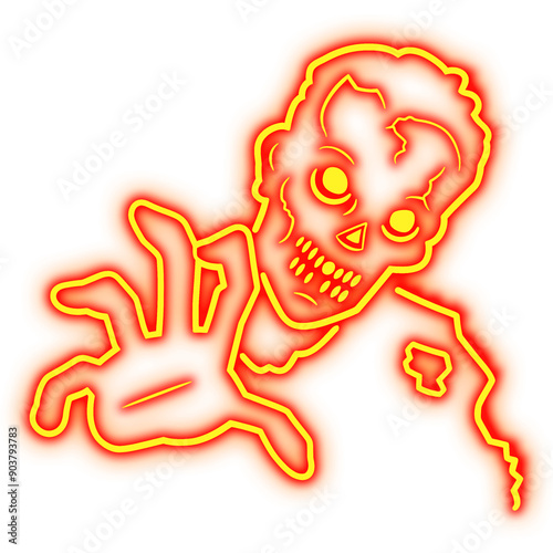 Wallpaper Mural Glowing yellow neon Halloween zombie  icon 
 Torontodigital.ca