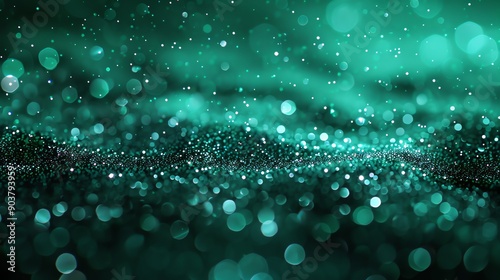 Abstract teal bokeh background with sparkle.