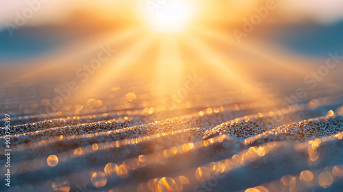 Sunset on a Beach with Glowing Sand