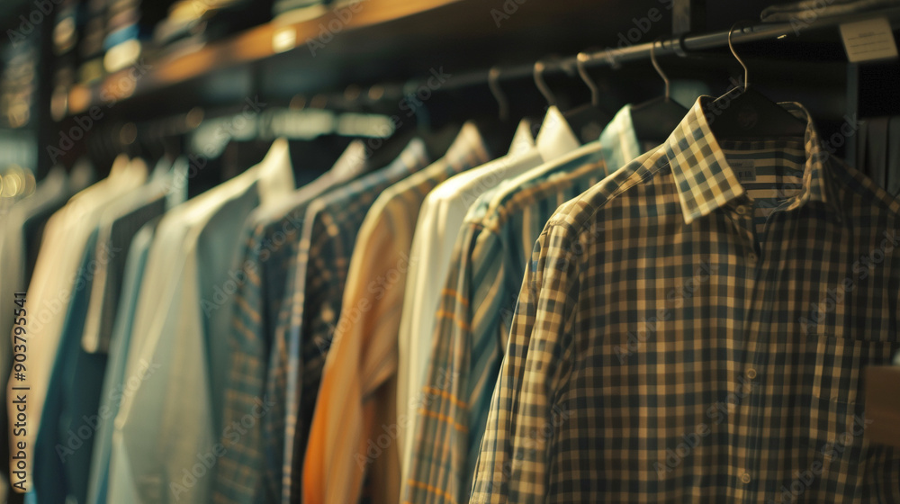 Clothes on Hangers in Shop Displaying Casual and Formal Shirts Clothes on Hangers in Shop Displaying Casual and Formal Shirts