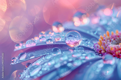 Macro Shot of Water Droplets on Flower Petals