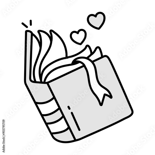 A doodle style icon of romantic story 

