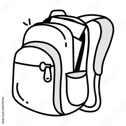A sketchy style icon of books bag 

