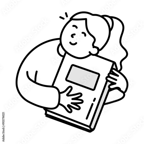 A doodle style icon of novel lover 

