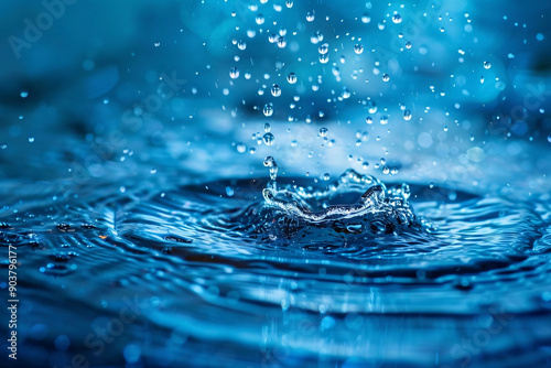 Water Droplets Splashing on Surface