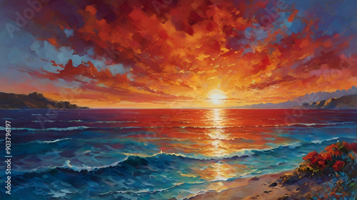 sunset over the sea