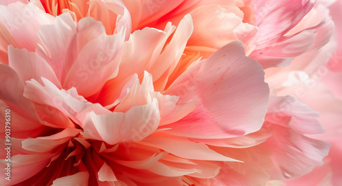 Close-up of Soft Pink Peony Petals