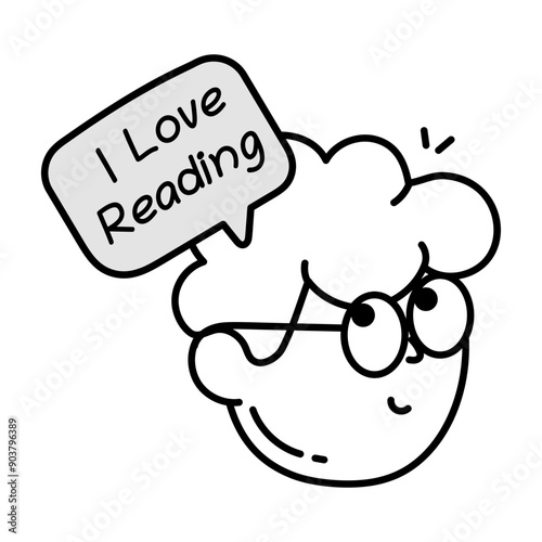 A sketchy style icon of love reading 

