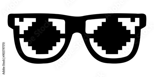 Silhouette spuare pixel sunglass vector illustration photo