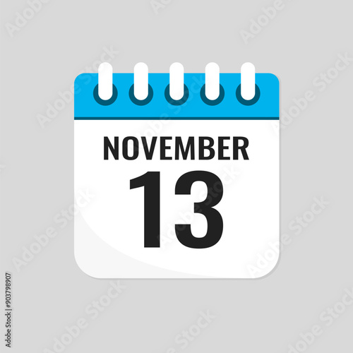 Icon page calendar day - 13 November