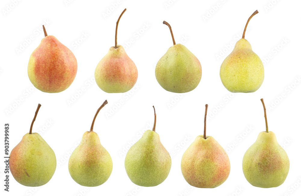 Pear isolated. Green pear on white background.. Set of pears Pear isolated. Green pear on white background.. Set of pears