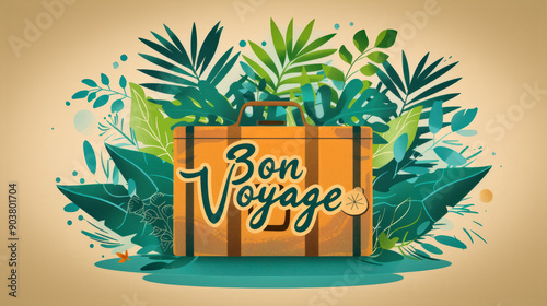 Bon voyage text illustration
