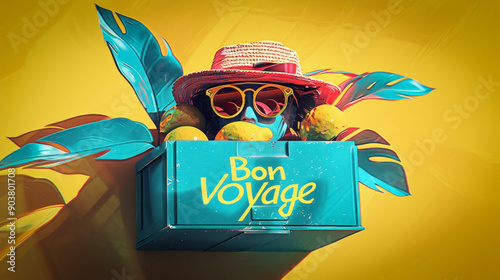Bon voyage text illustration
