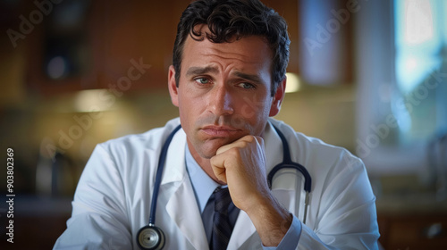 Confused doctor stock photo