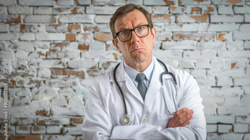 Confused doctor stock photo