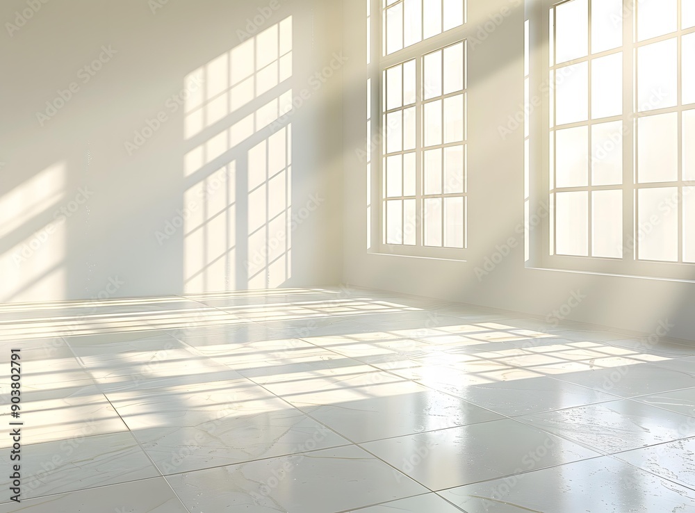 Empty White Room with Sunlight Coming Through Window Empty White Room with Sunlight Coming Through Window