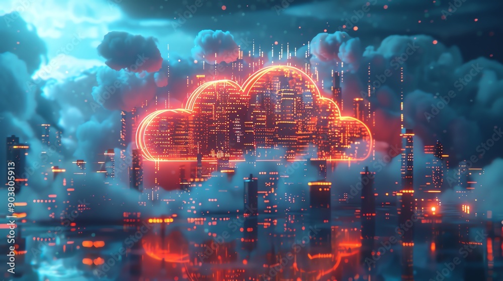 Cloud computing city. Cloud computing city.