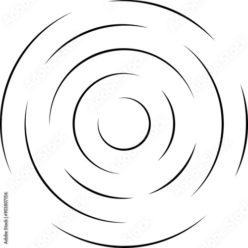 Concentric circles with broken lines isolated on white background. Vortex, sonar wave, soundwave, sunburst, signal signs.