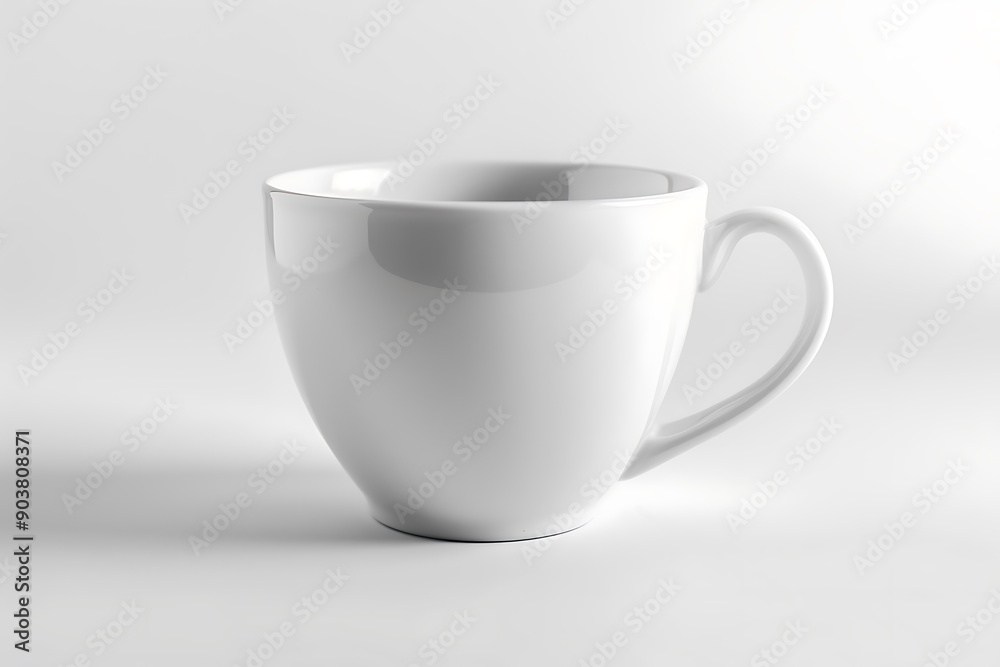 Crisp white coffee cup isolated on a pure white background, perfect for minimalist design presentations. Crisp white coffee cup isolated on a pure white background, perfect for minimalist design presentations.