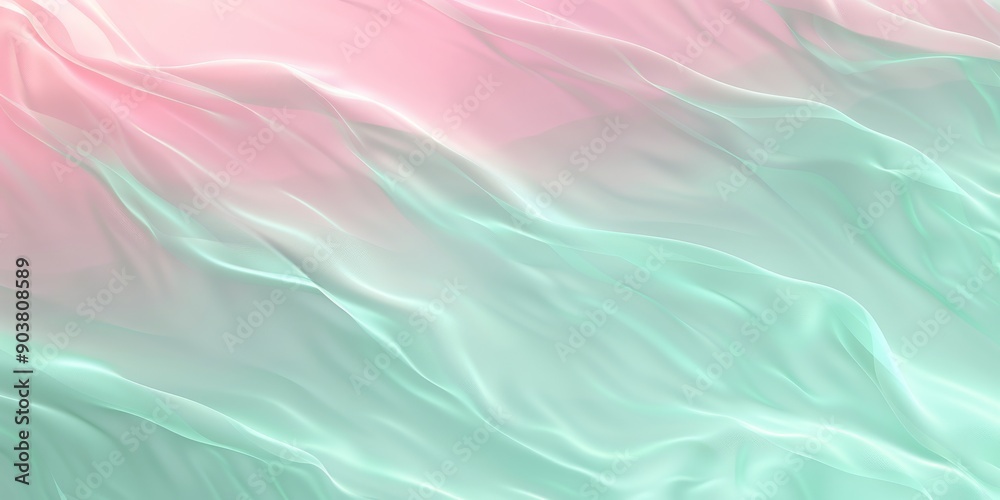 Fototapeta premium Soft pastel waves in gentle shades of pink and mint together create a soothing and elegant visual experience