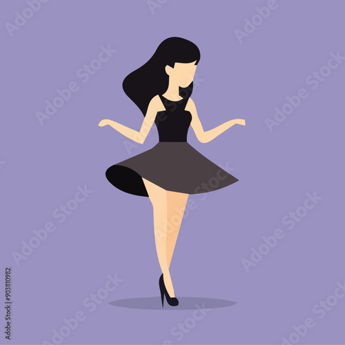 Dancing woman silhouette vector editable