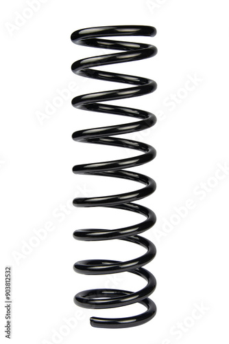 Metal dark car spring isolated on white background
