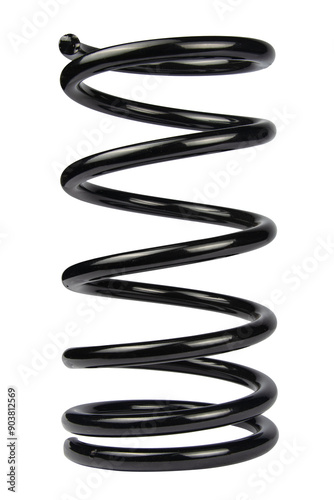 Metal dark car spring isolated on white background