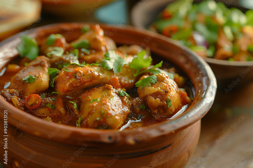 Chicken leg / drumstick curry or Murg Tangri/tangdi masala. Served in a bowl over moody background. Selective focus Chicken leg / drumstick curry or Murg Tangri/tangdi masala. Served in a bowl over moody background. Selective focus