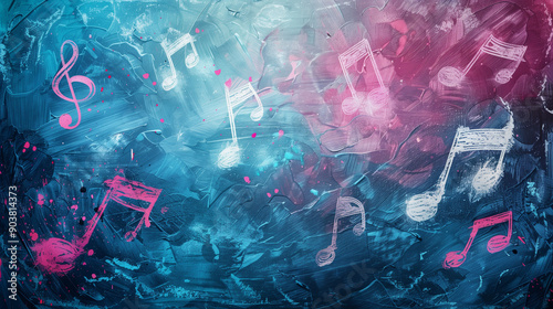 hand-drawn musical notes, c...